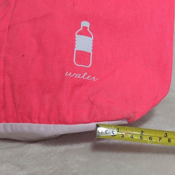 Victoria’s Secret Pink Canvas Tote Beach Bag Medium with Labeled Outer Pockets - Picture 7 of 12